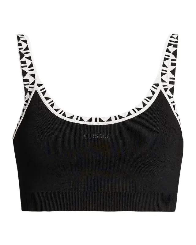 Versace Jeans Couture La Vacanza Graphic Trim Crop Top