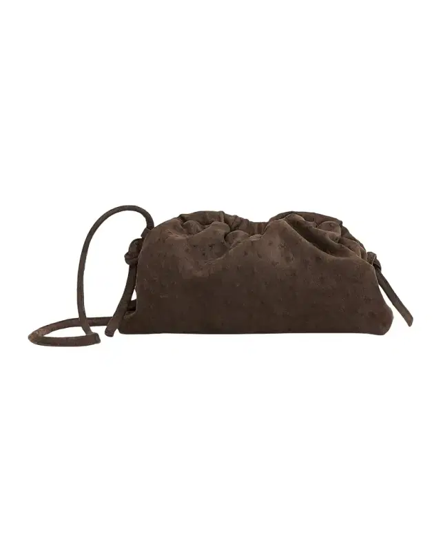 Mansur Gavriel Cloud Mini Ostrich-Embossed Leather Clutch