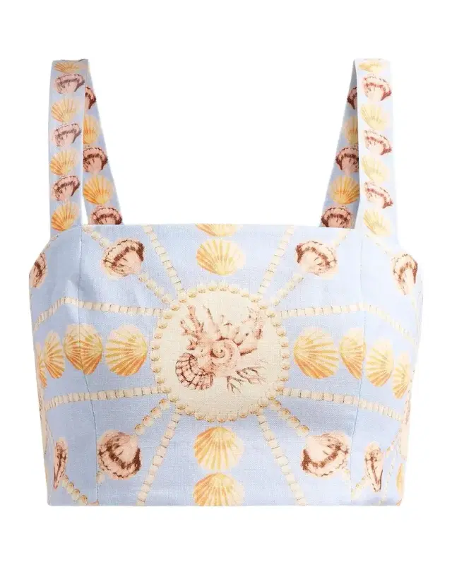 Cara Cara Helena Seashell-Print Linen Top