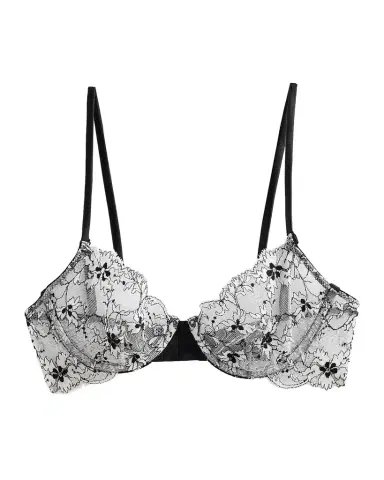 Kiki de Montparnasse Noir et Blanc Lace Demi Bra | Thumbnail 1 Kiki de Montparnasse Noir et Blanc Lace Demi Bra | Thumbnail 1