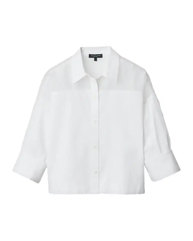 rag & bone Elly Short-Sleeve Chiffon-Yoke Poplin Shirt