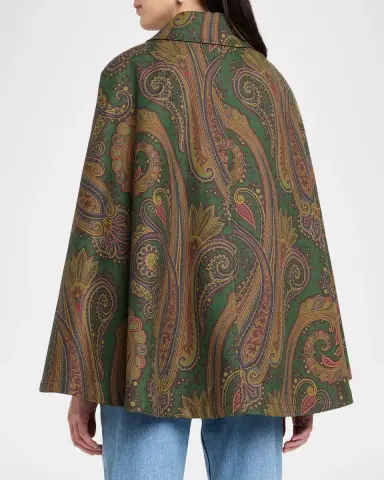 Etro Paisley-Print Cotton Belted Cape Coat | Thumbnail 3 Etro Paisley-Print Cotton Belted Cape Coat | Thumbnail 3