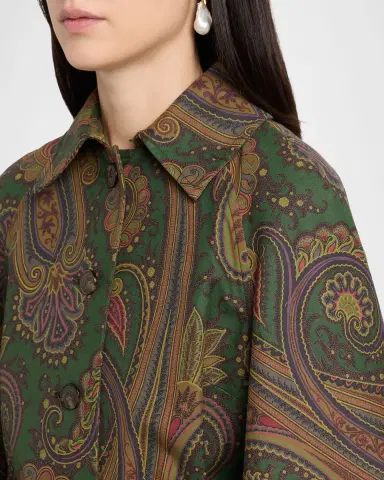 Etro Paisley-Print Cotton Belted Cape Coat | Thumbnail 5 Etro Paisley-Print Cotton Belted Cape Coat | Thumbnail 5