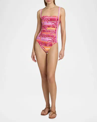 Johnny Was Marilyn Printed Ruched One-Piece Swimsuit | Thumbnail 2 Johnny Was Marilyn Printed Ruched One-Piece Swimsuit | Thumbnail 2