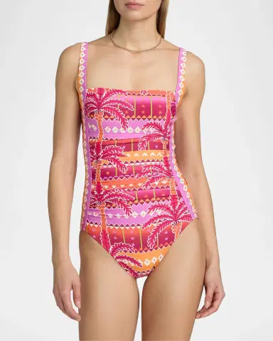 Johnny Was Marilyn Printed Ruched One-Piece Swimsuit | Thumbnail 4 Johnny Was Marilyn Printed Ruched One-Piece Swimsuit | Thumbnail 4