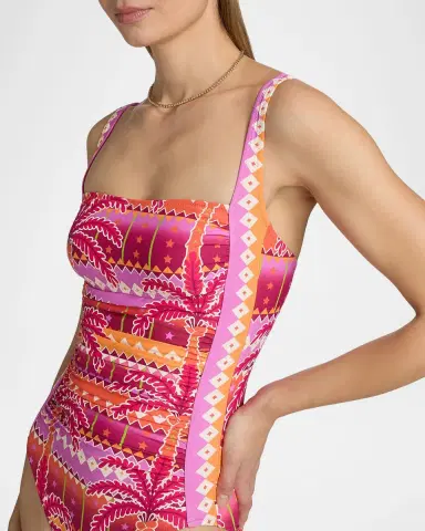 Johnny Was Marilyn Printed Ruched One-Piece Swimsuit | Thumbnail 5 Johnny Was Marilyn Printed Ruched One-Piece Swimsuit | Thumbnail 5