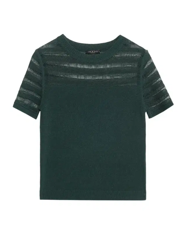 rag & bone Britt Lattice-Knit Short-Sleeve Sweater