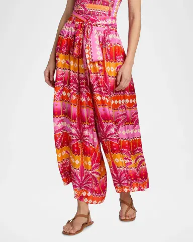 Johnny Was Zahara Tropical Crop Palazzo Pants | Thumbnail 4 Johnny Was Zahara Tropical Crop Palazzo Pants | Thumbnail 4