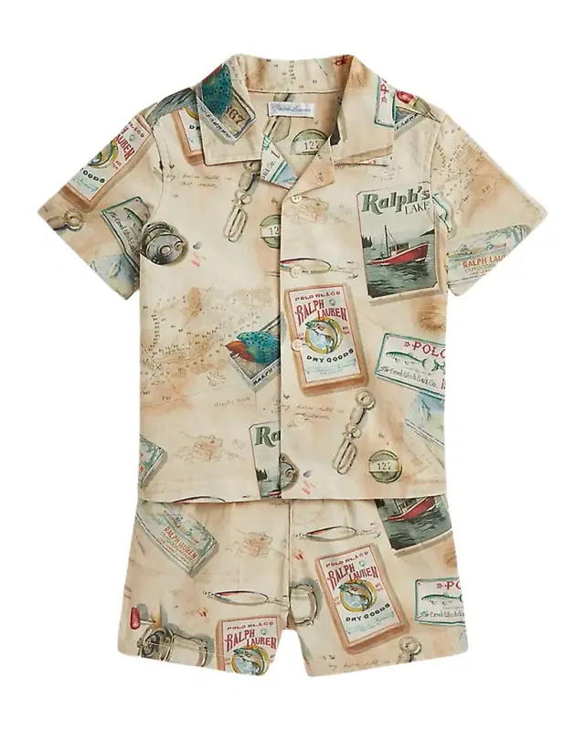 Ralph Lauren Baby Boy 's 2-Piece Lakeside-Print Shirt & Shorts Set