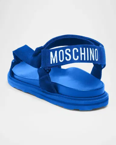 Moschino Men 's Logo Leather Sandals | Thumbnail 2 Moschino Men 's Logo Leather Sandals | Thumbnail 2