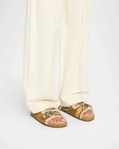 Burberry Urchin Shearling-Lined Suede Dual Buckle Slide Sandals | Thumbnail 2 Burberry Urchin Shearling-Lined Suede Dual Buckle Slide Sandals | Thumbnail 2
