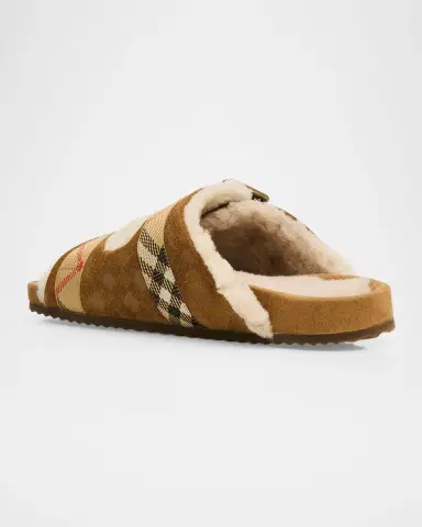 Burberry Urchin Shearling-Lined Suede Dual Buckle Slide Sandals | Thumbnail 4 Burberry Urchin Shearling-Lined Suede Dual Buckle Slide Sandals | Thumbnail 4