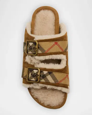 Burberry Urchin Shearling-Lined Suede Dual Buckle Slide Sandals | Thumbnail 6 Burberry Urchin Shearling-Lined Suede Dual Buckle Slide Sandals | Thumbnail 6