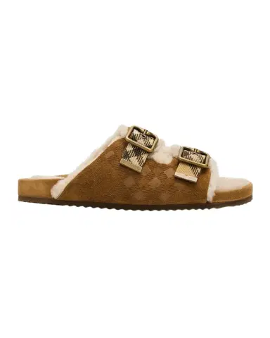 Burberry Urchin Shearling-Lined Suede Dual Buckle Slide Sandals | Thumbnail 1 Burberry Urchin Shearling-Lined Suede Dual Buckle Slide Sandals | Thumbnail 1