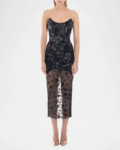 Zhivago Roses & Their Ashes Sheath Cocktail Midi Dress | Thumbnail 2