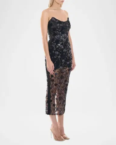 Zhivago Roses & Their Ashes Sheath Cocktail Midi Dress | Thumbnail 4
