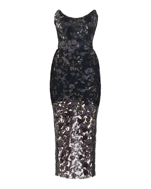 Zhivago Roses & Their Ashes Sheath Cocktail Midi Dress