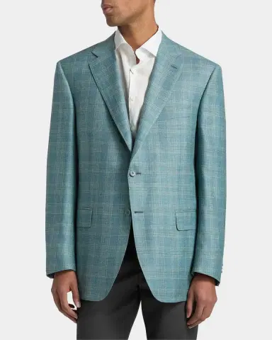 Canali Men's Siena Textured Plaid Wool-Blend Sport Coat | Thumbnail 4