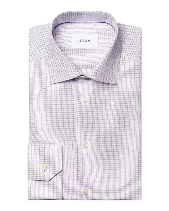 Eton Men 's Micro-Check Slim-Fit Cotton Twill Shirt