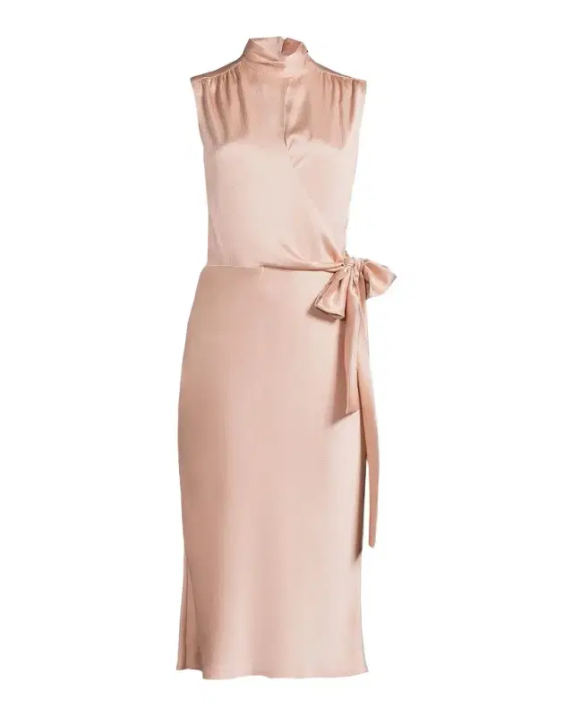 Undra Celeste Joi Satin Tie-Waist Midi Dress