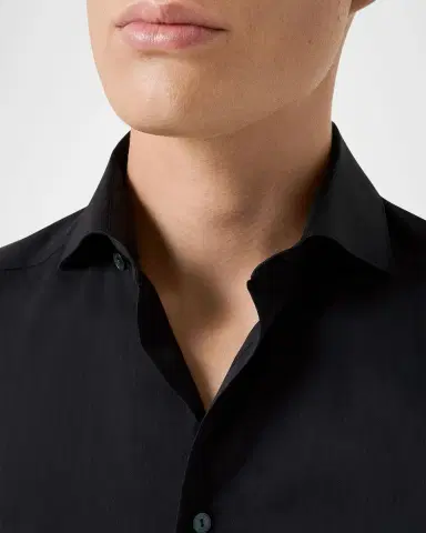 Eton Men 's Contemporary-Fit Solid Cotton-Silk Shirt | Thumbnail 4 Eton Men 's Contemporary-Fit Solid Cotton-Silk Shirt | Thumbnail 4