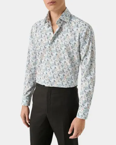Eton Men 's Floral Slim-Fit Cotton Twill Shirt | Thumbnail 3 Eton Men 's Floral Slim-Fit Cotton Twill Shirt | Thumbnail 3