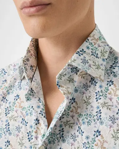 Eton Men 's Floral Slim-Fit Cotton Twill Shirt | Thumbnail 4 Eton Men 's Floral Slim-Fit Cotton Twill Shirt | Thumbnail 4