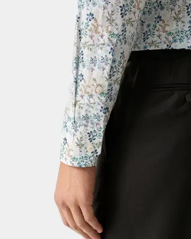 Eton Men 's Floral Slim-Fit Cotton Twill Shirt | Thumbnail 7 Eton Men 's Floral Slim-Fit Cotton Twill Shirt | Thumbnail 7