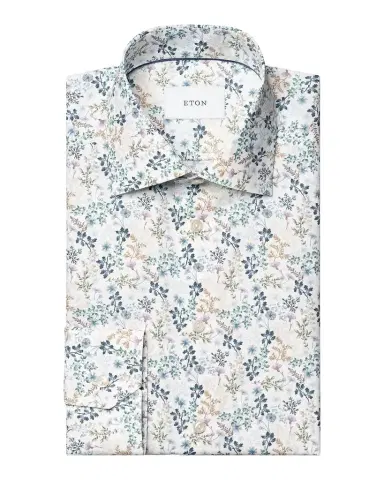 Eton Men 's Floral Slim-Fit Cotton Twill Shirt | Thumbnail 1 Eton Men 's Floral Slim-Fit Cotton Twill Shirt | Thumbnail 1