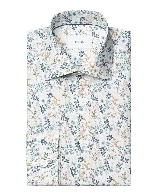 Eton Men 's Floral Slim-Fit Cotton Twill Shirt