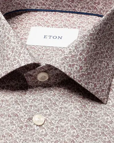 Eton Men 's Floral Cotton Twill Slim-Fit Shirt | Thumbnail 7 Eton Men 's Floral Cotton Twill Slim-Fit Shirt | Thumbnail 7