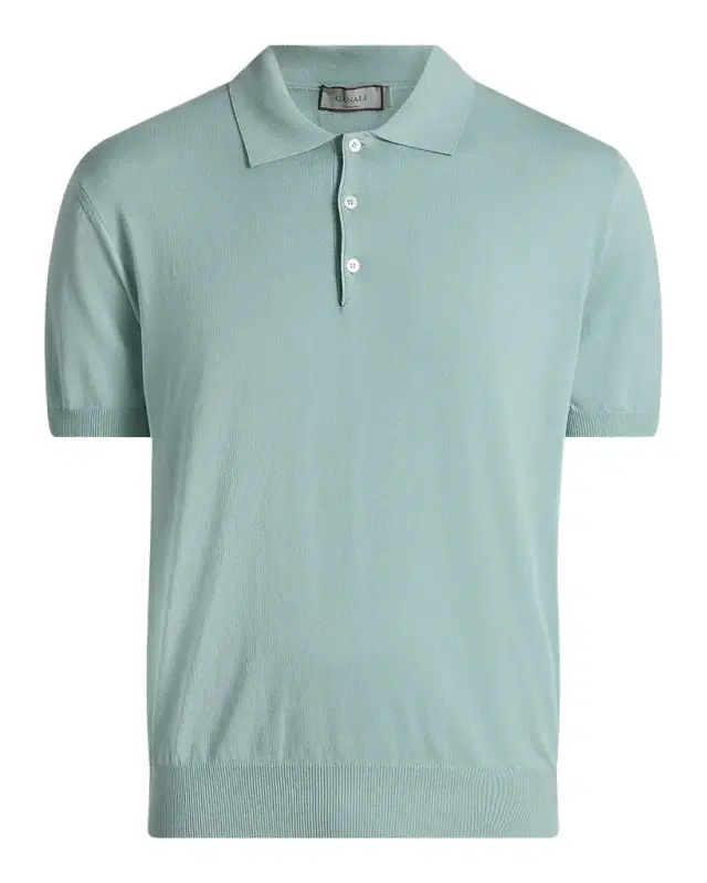 Canali Men 's Cotton Knit Polo Shirt
