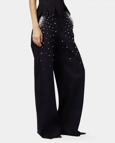 GIUSEPPE DI MORABITO Act II: The Fall of Icarus Imitation Pearl-Embellished Wide-Leg Jeans | Thumbnail 3