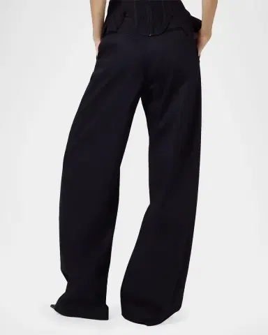 GIUSEPPE DI MORABITO Act II: The Fall of Icarus Imitation Pearl-Embellished Wide-Leg Jeans | Thumbnail 4