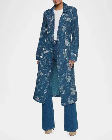 L'Agence Bradley Floral Linen Trench Coat | Thumbnail 2 L'Agence Bradley Floral Linen Trench Coat | Thumbnail 2