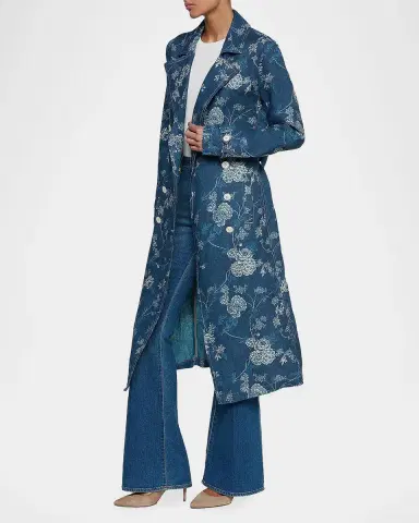 L'Agence Bradley Floral Linen Trench Coat | Thumbnail 4 L'Agence Bradley Floral Linen Trench Coat | Thumbnail 4