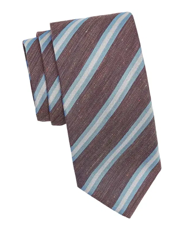 Canali Men 's Striped Woven Silk Tie