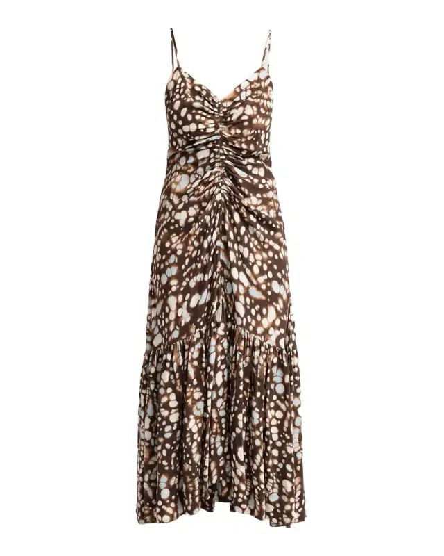 A.L.C. Lindsey Ruched Speckled Midi Dress