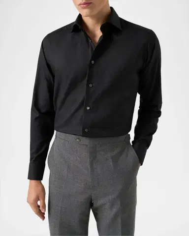 Eton Men's Contemporary-Fit Cotton-Silk Shirt | Thumbnail 2 Eton Men's Contemporary-Fit Cotton-Silk Shirt | Thumbnail 2