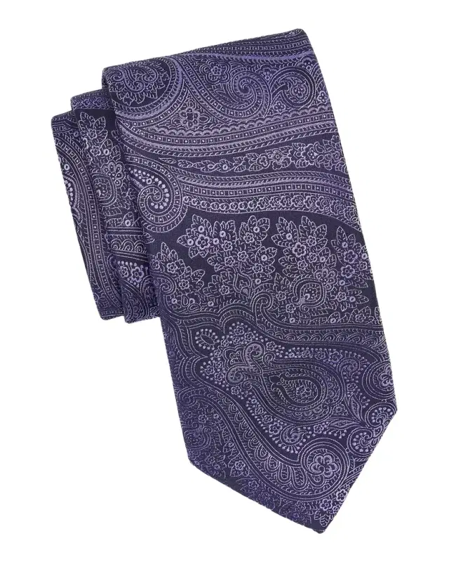Canali Men 's Paisley Woven Silk Tie