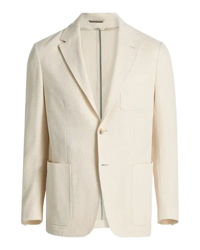 Canali Men 's Waffle-Knit Cotton Jersey Jacket