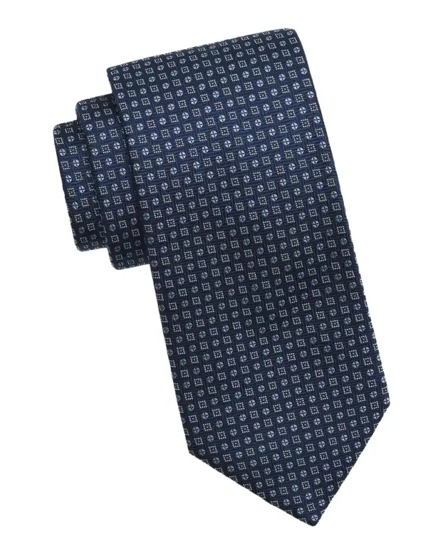Canali Men 's Circles & Squares Micro-Medallion Silk Tie