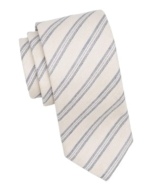 Canali Men 's Striped Woven Silk Tie