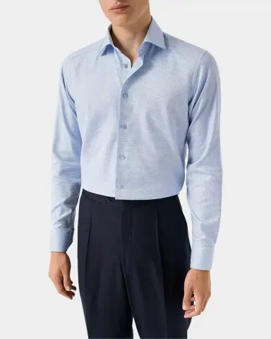 Eton Men's Micro-Houndstooth Cotton Twill Slim-Fit Shirt | Thumbnail 3 Eton Men's Micro-Houndstooth Cotton Twill Slim-Fit Shirt | Thumbnail 3