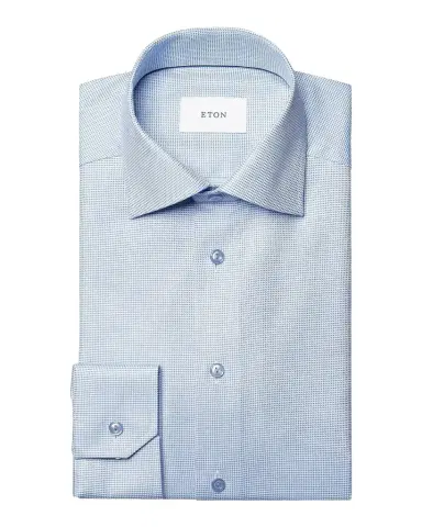 Eton Men's Micro-Houndstooth Cotton Twill Slim-Fit Shirt | Thumbnail 1 Eton Men's Micro-Houndstooth Cotton Twill Slim-Fit Shirt | Thumbnail 1