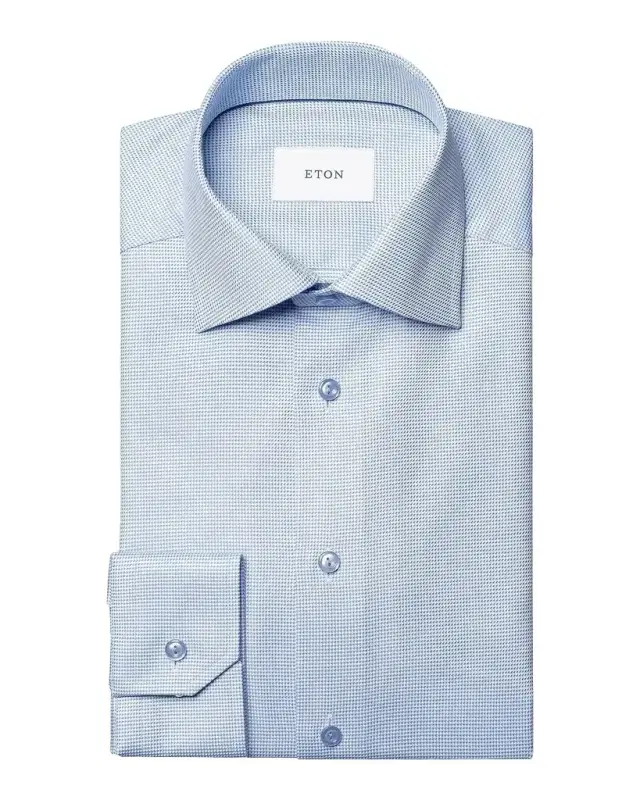Eton Men 's Micro-Houndstooth Cotton Twill Slim-Fit Shirt