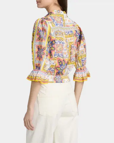 Ramy Brook Zola Printed Cotton Crop Top | Thumbnail 3 Ramy Brook Zola Printed Cotton Crop Top | Thumbnail 3