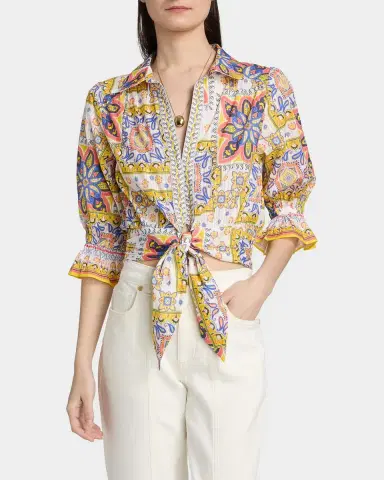 Ramy Brook Zola Printed Cotton Crop Top | Thumbnail 4 Ramy Brook Zola Printed Cotton Crop Top | Thumbnail 4