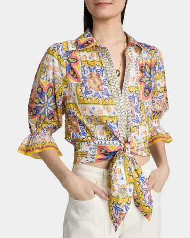Ramy Brook Zola Printed Cotton Crop Top | Thumbnail 5 Ramy Brook Zola Printed Cotton Crop Top | Thumbnail 5