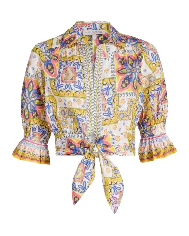 Ramy Brook Zola Printed Cotton Crop Top | Thumbnail 1 Ramy Brook Zola Printed Cotton Crop Top | Thumbnail 1